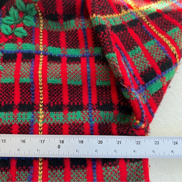 Cambridge Dry Goods 100% Wool Red and Green Plaid Cardigan Women Size XL - Picture 6 of 9
